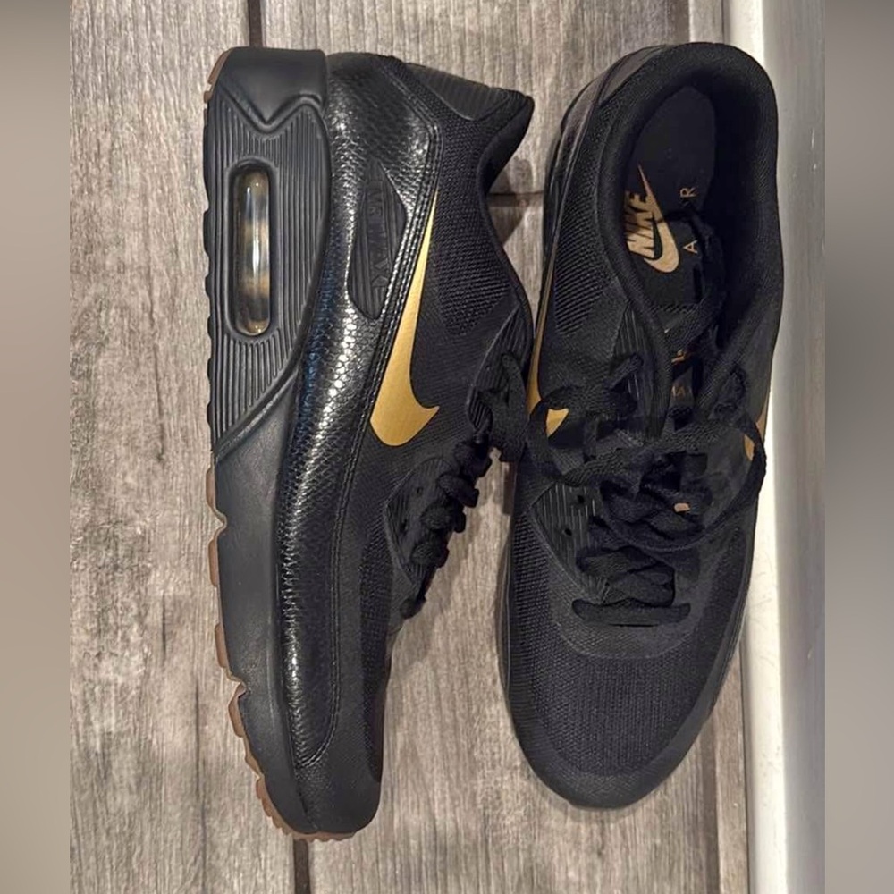Nike Air Max Black with Gold Swoosh